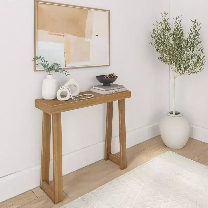 Plank+Beam 36 Solid Wood Console Table, Classic Farmhouse Style Sofa Table, Narrow Entryway Table for Hallway