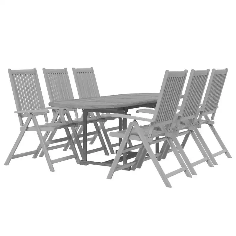vidaXL Solid Wood Acacia Patio Dining Set 7 Piece Garden Seat Oval/Rectangular