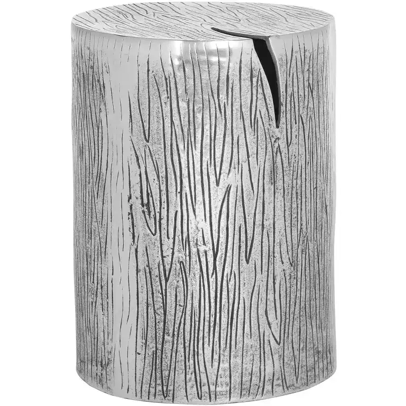 Round Aluminum Accent Table Stool - Silver, 13.5