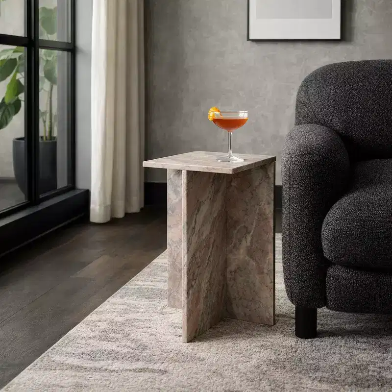 Classy End Table, Side Table, or Small Night Stand for Home Decor - Square Marble Accent Table Perfect for Bedroom, or Living Room Decor