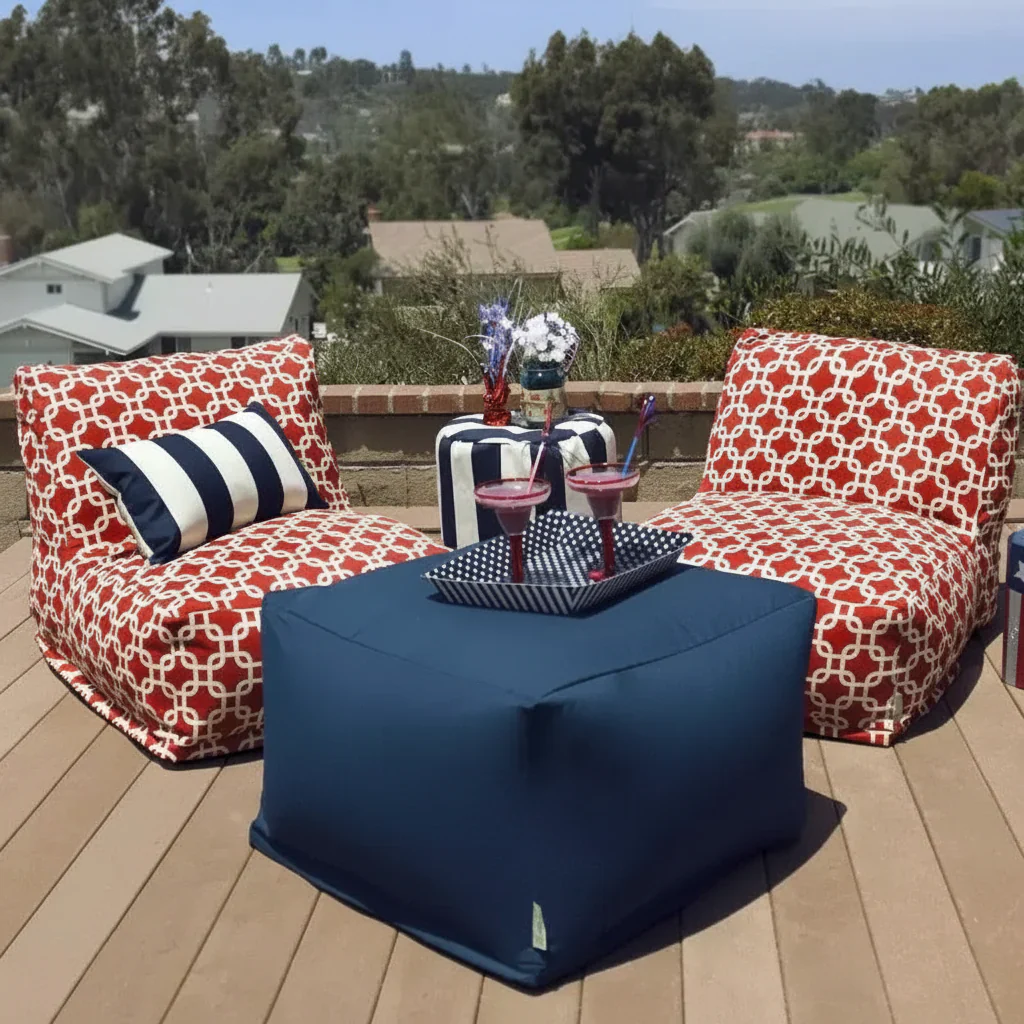 Ottoman Pouf – Ikat Dot Pattern