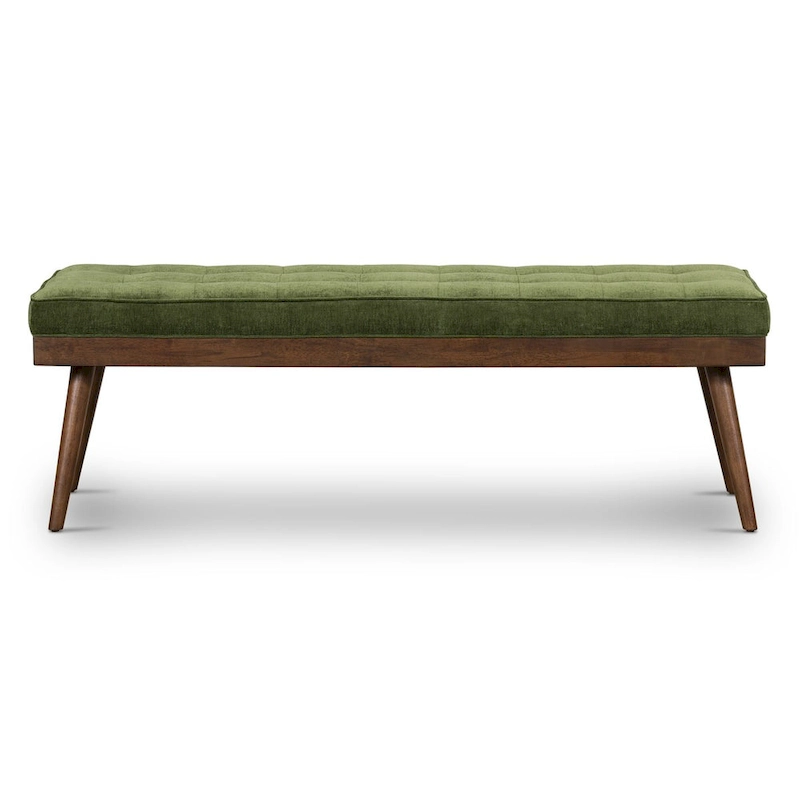 Poly & Bark Luca Fabric Bench - Tufted Seat with Solid Wood Legs