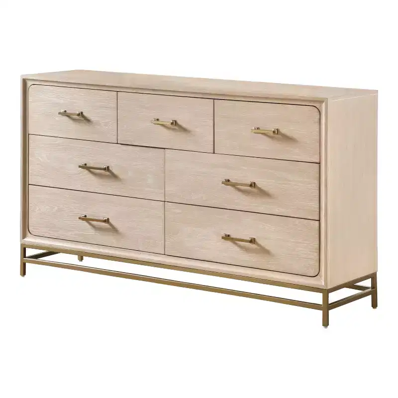 HOMES: Inside + Out 3pc Neovesi Wood 2 Nightstand and Dresser Set Boho Oak