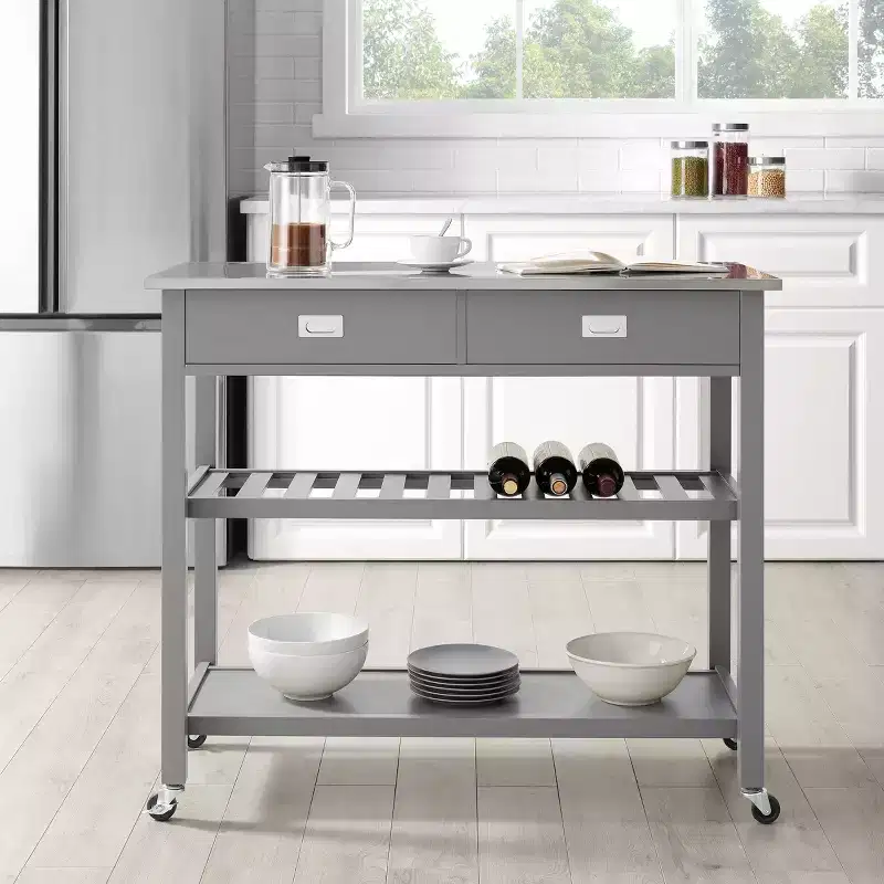 Chloe Stainless Steel Top Kitchen Island Cart - Crosley