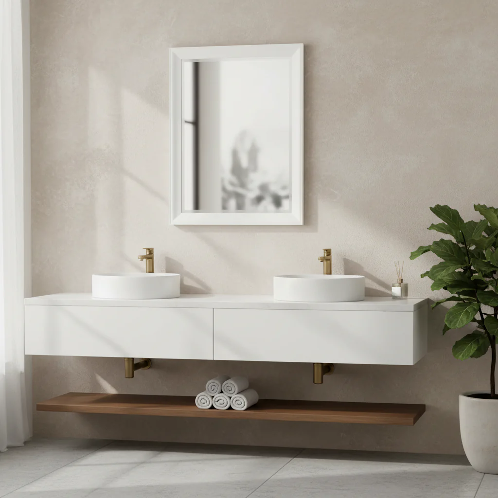 Kalla Rectangle Bathroom Wall Mirror - Matte White Frame, 21.5
