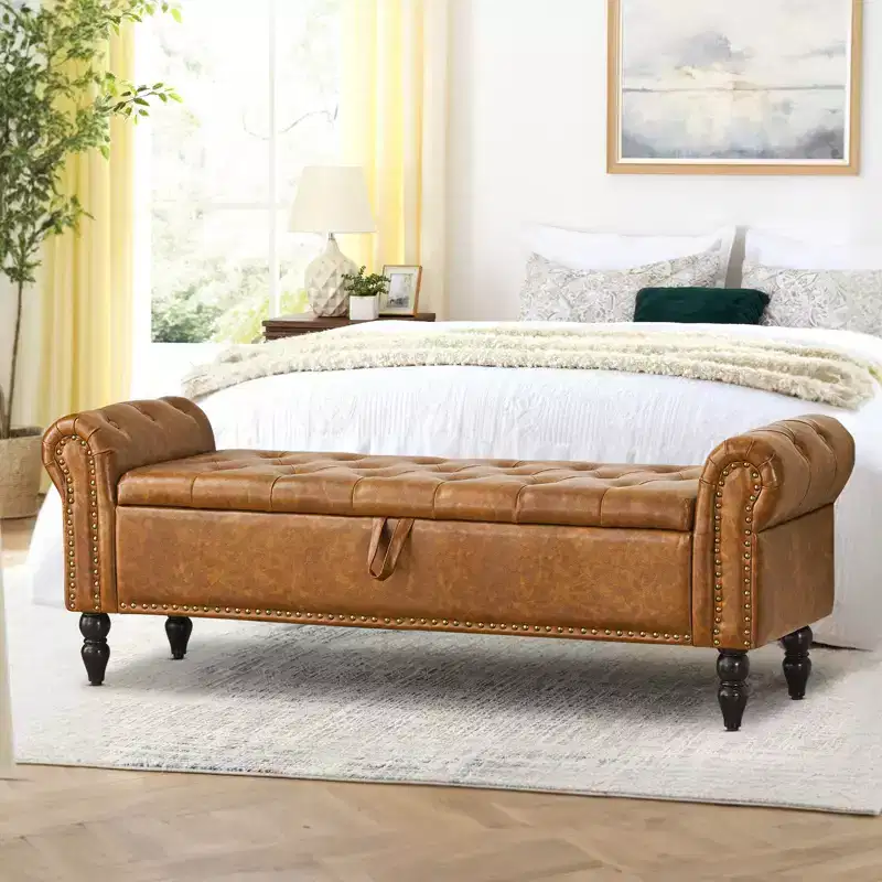 furniliving 63 Ottoman Bench With Storage