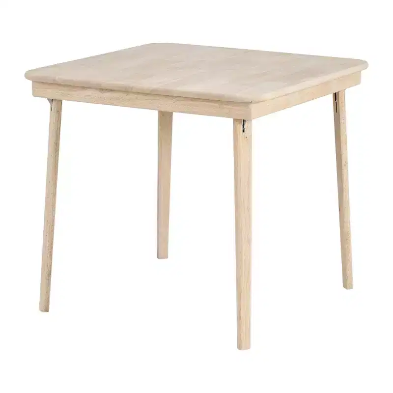 Classic Straight Edge Solid Wood Folding Card Table, Unfinished Frame