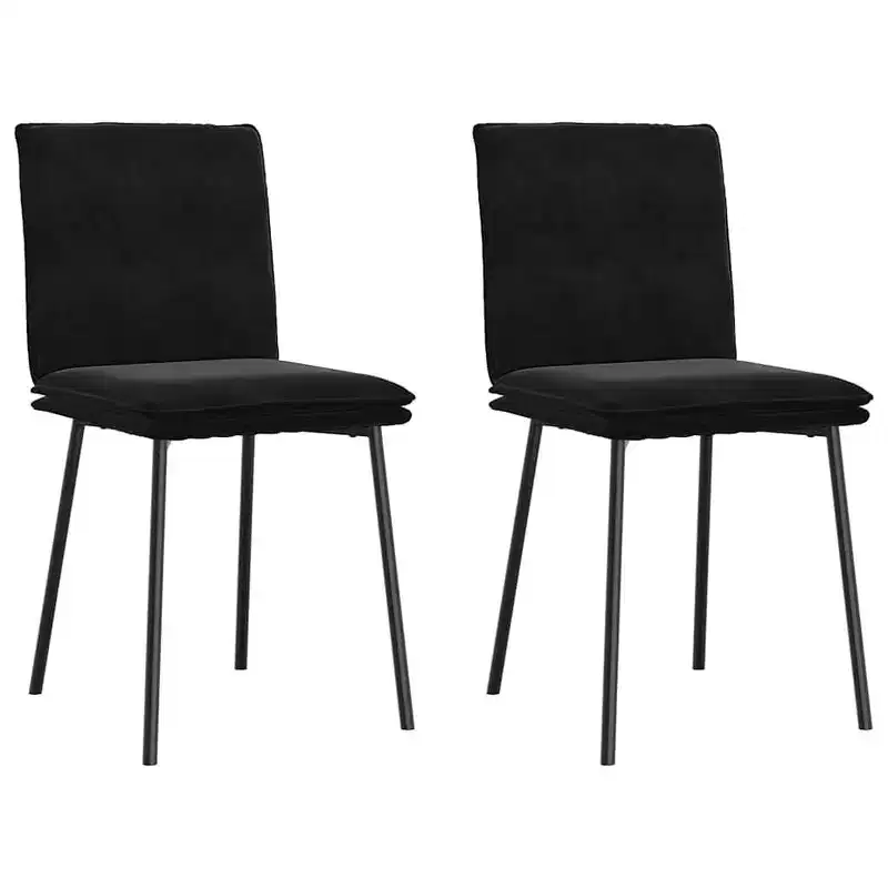 XL Dining Chair Set of 4 Black Velvet, plywood, metal