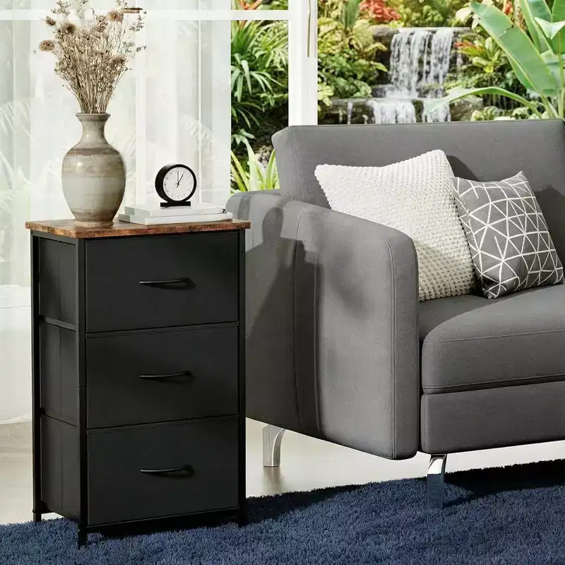 Small 3 Drawer Dresser with Removable Fabric Baskets - Versatile Organizer for Bedroom, Living Room, Hallway or Laundry - Space Saving, Easy Assembly