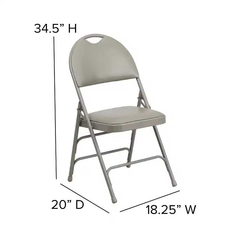 Extra Large Ultra-Premium Triple Braced Metal Folding Chair with Easy-Carry Handle