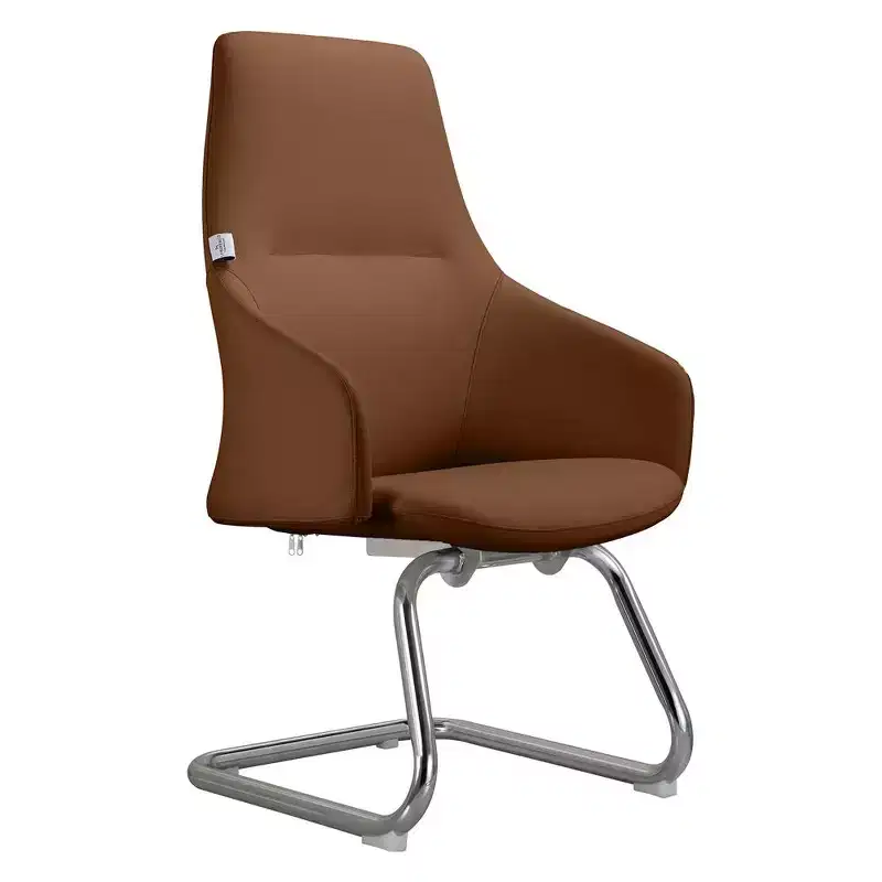 Ergonomic Faux Leather Office Chair Iron Sled Base Adjustable Height 330 lbs Capacity