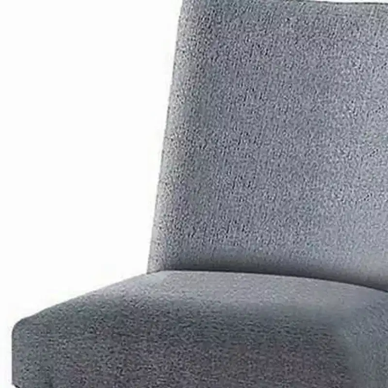Set of Two 25 Inch Gray and Espresso Fabric and Solid Wood Counter Height Bar Chairs