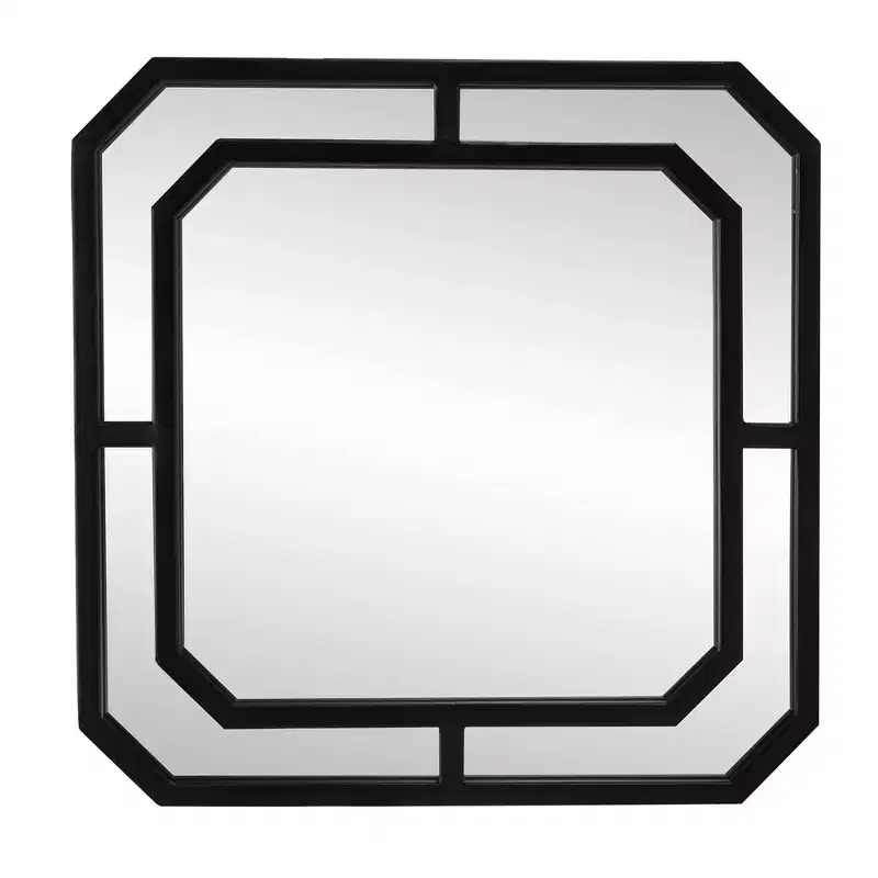 15.75"x15.75" Metal Framed Diamond Accent Wall Mirror Matte Black