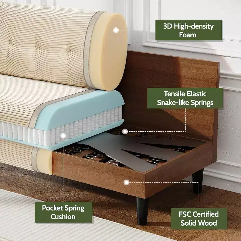 Dyonery 50 Loveseat Sofa,Tool-Free Setup Small Couches,Beige