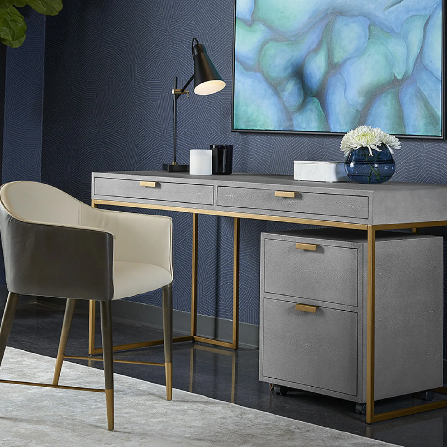 Modern Leather Desk with Storage - Office