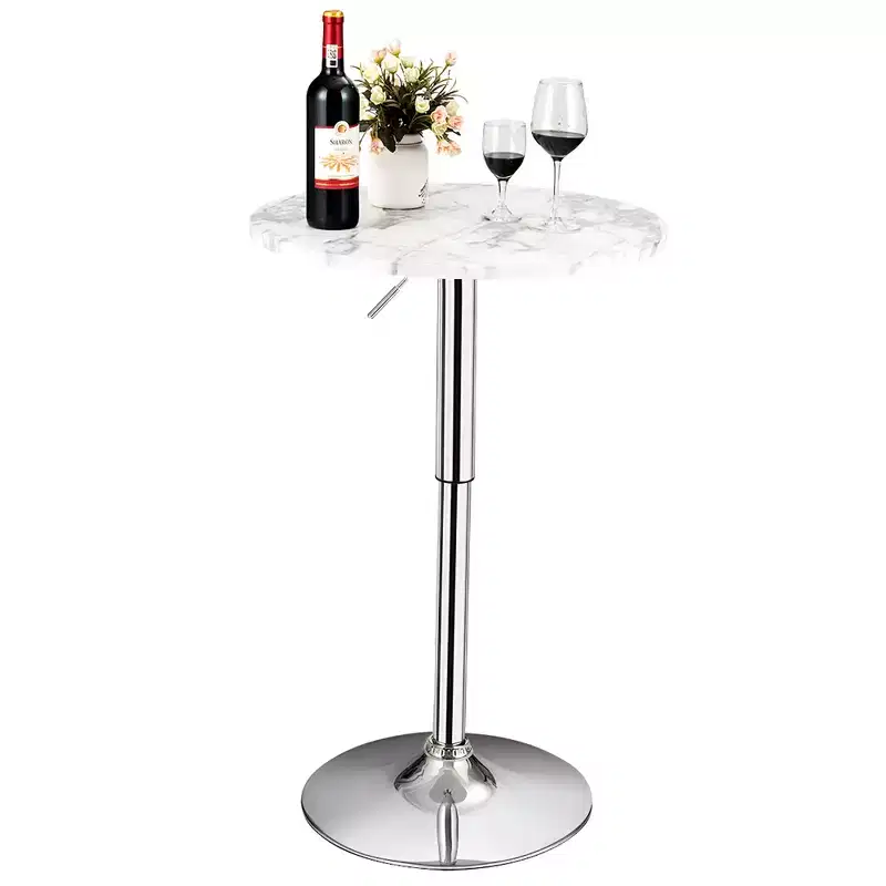 Costway Round Bistro Bar Table Height Adjustable 360-degree Swivel