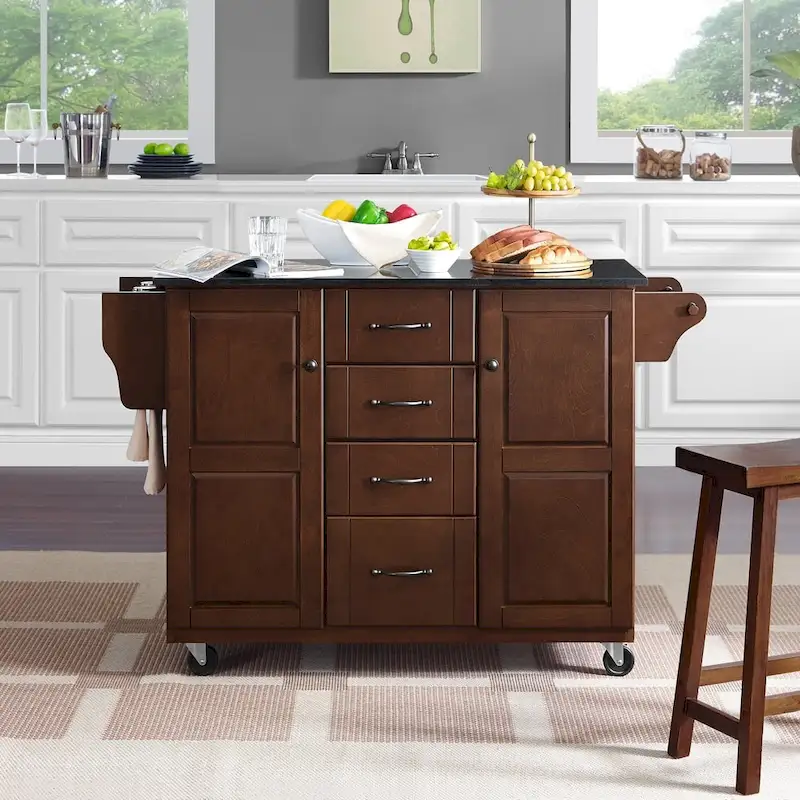 Portable Kitchen Island with Granite Top