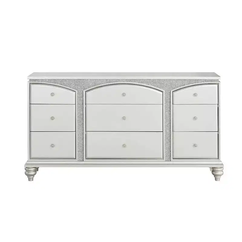 67" Dressers Platinum - : Glendale Style, 9 Drawers, Crystal Knobs, No Assembly Required