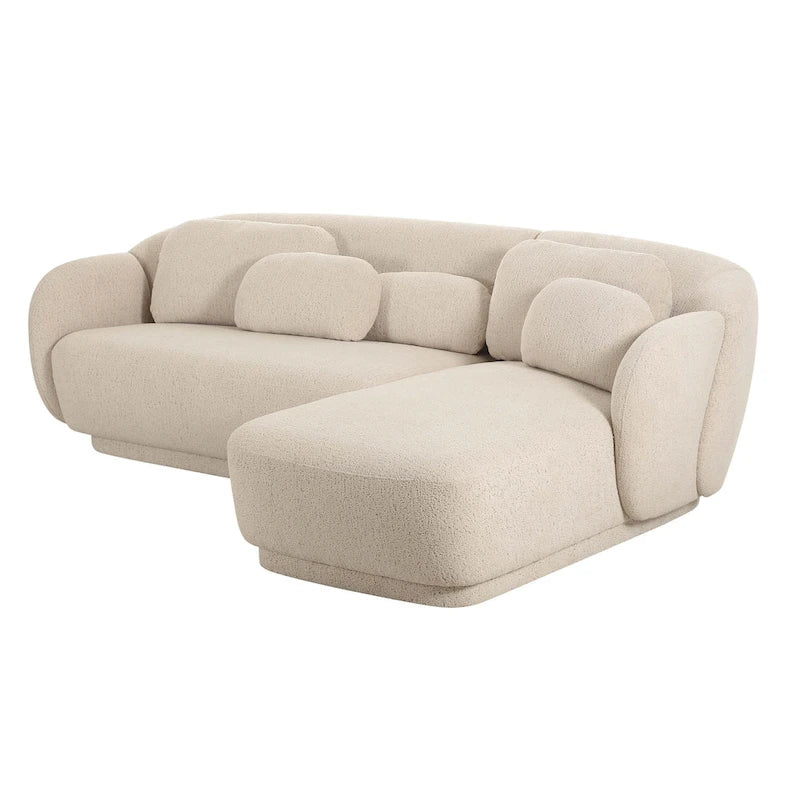 Boucle Sectional Sofa with Accent Pillows