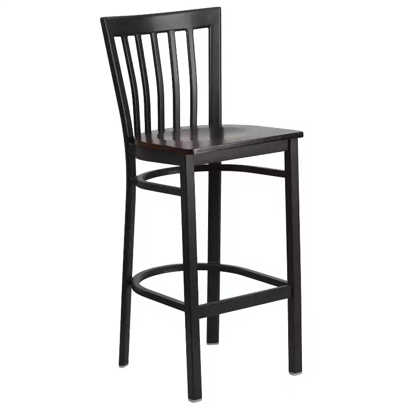 School House Back Metal Restaurant Barstool, Set of 2
