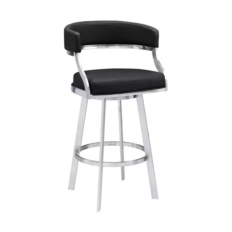 26 Saturn Faux Leather Counter Height Barstool: Swivel, Low Back, Armen Living