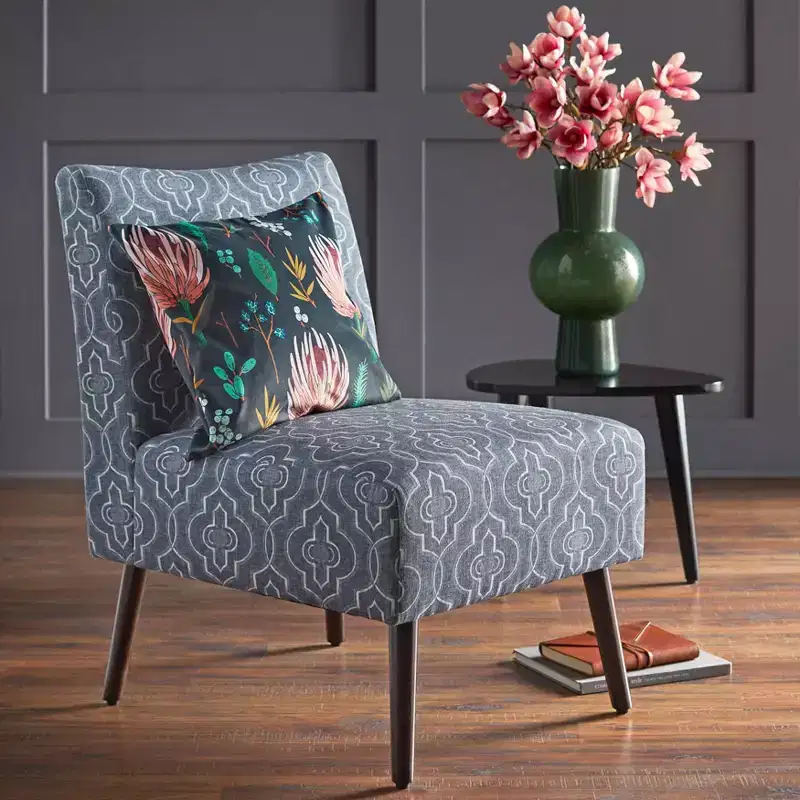 Petula Velvet Armless Accent Chair — Hardwood Frame, Foam Seat, Natural Finish