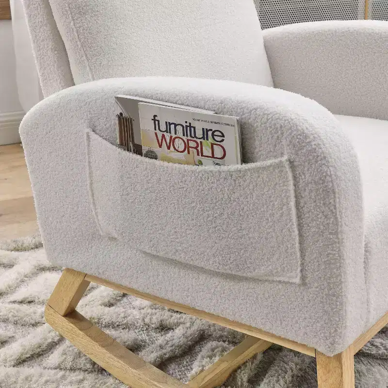 27.6W Accent Rocking Chair, Armchair with High Backrest & 2 Side Pockets, Nursery Glider Rocker - ModernLuxe