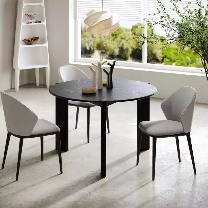 Solid Wood Farmhouse Dining Table Round Wood Texture Top with Cross X Base for Modern Dining Rooms & Family Gatherings