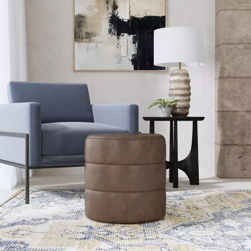 Round Upholstered Ottoman