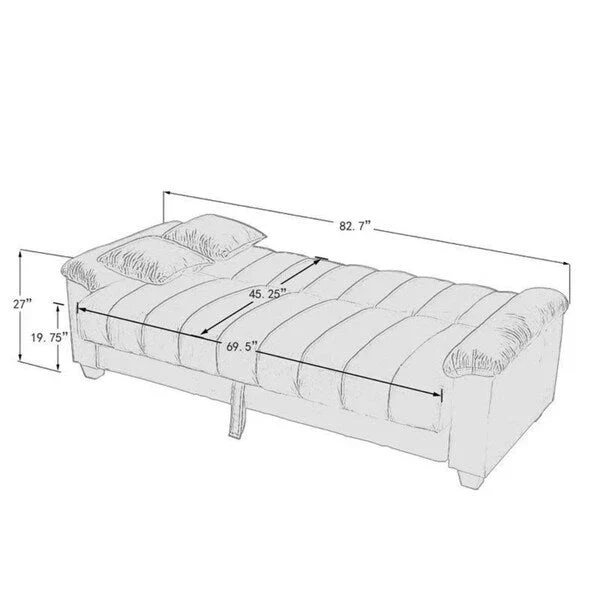 Fabric Upholstered Channel Back Living Room Convertible Sofabed