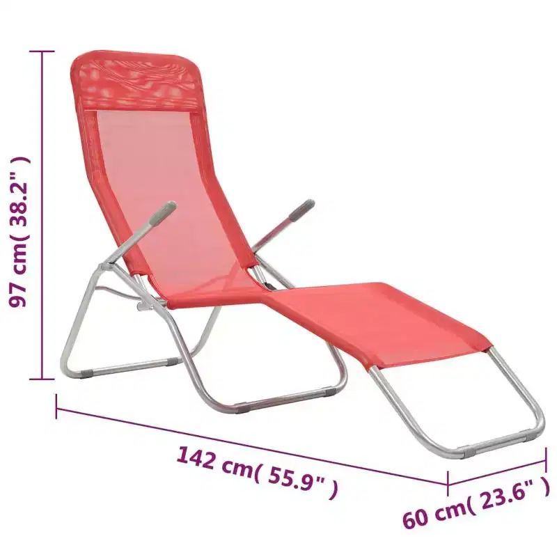 vidaXL Sun Lounger Set of 2 Powder-coated steel, Textilene Standard