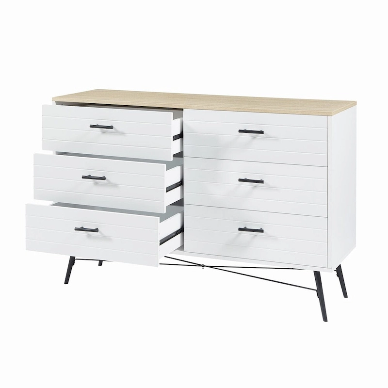 47.2W Modern Bedroom with Deep 6 Drawers - N/A
