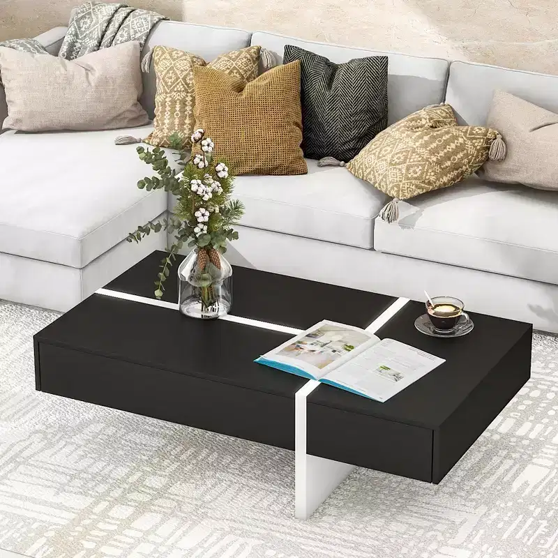 Whisen Contemporary Rectangle Particle Board Top Coffee Table with Storage