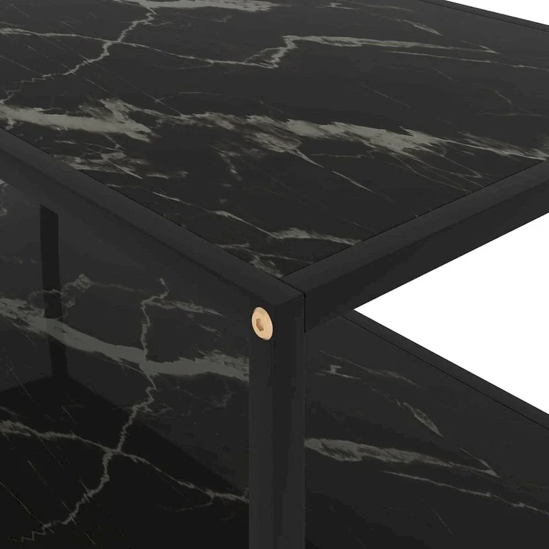 vidaXL Coffee Table Black 39.4x19.7x13.8 Tempered Glass - 39.4 x 19.7 x 13.8
