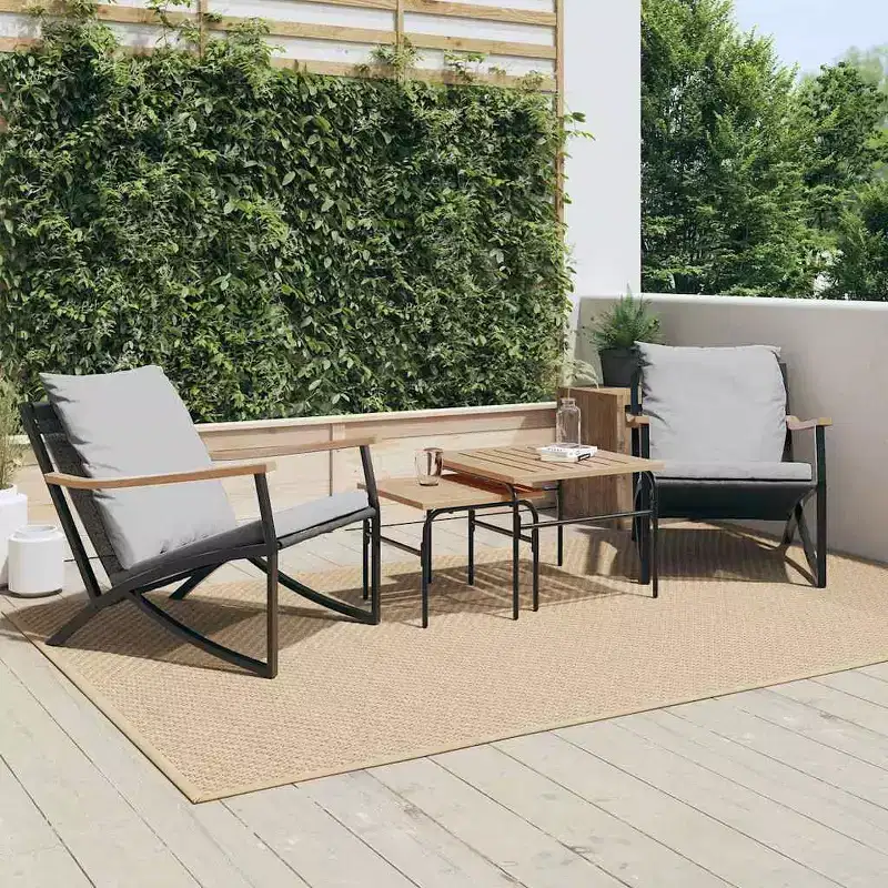 vidaXL Patio Chairs with Cushions Outdoor Garden Furniture Black Steel