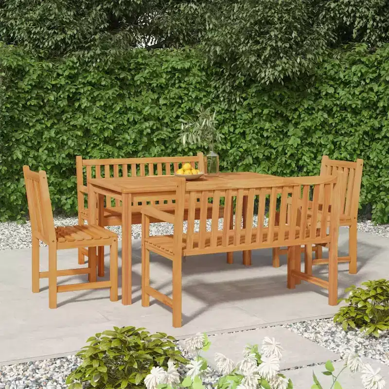 vidaXL Garden Dining Set Natural Teak Solid Teak Wood One Size Durable