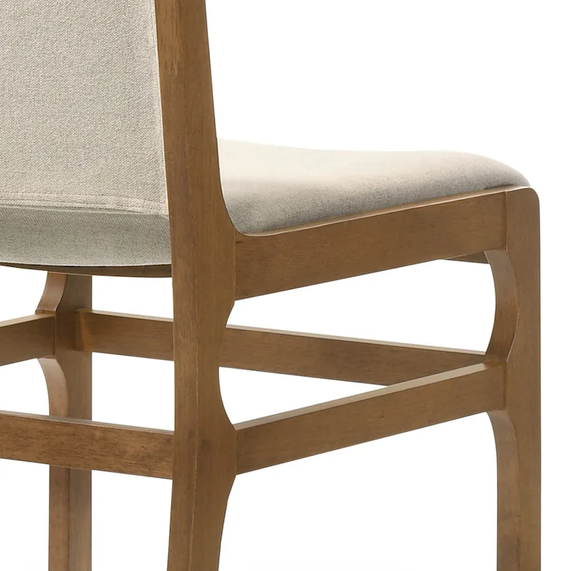 Contemporary Upholstered Dining Chair with Rubberwood Frame, Set of 2