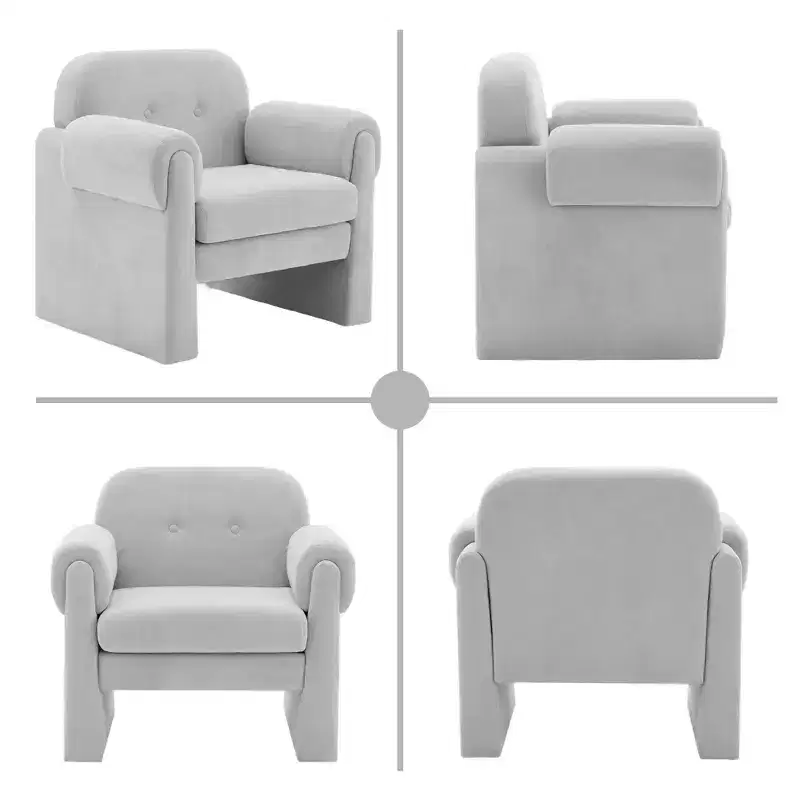 Fluffy Cloud Upholstered Accent Armchair Set of 2 Velvet Ergonomic Bedroom Reading Chair