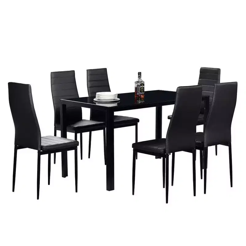 Auriona Glass Top Metal Base Dining Table