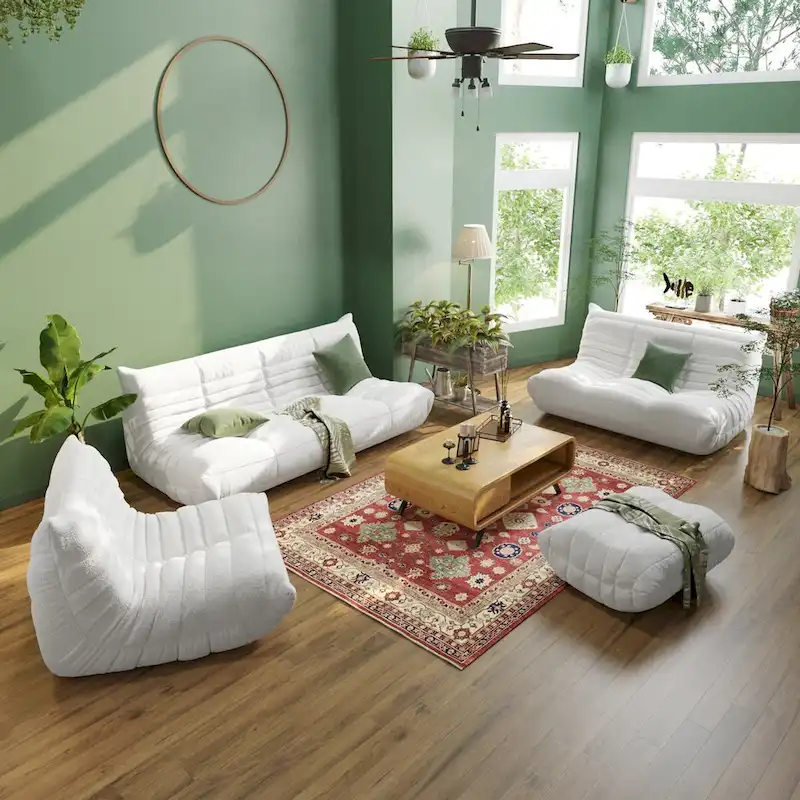 Teddy Velvet Sofa Bean Bag Couch Sets