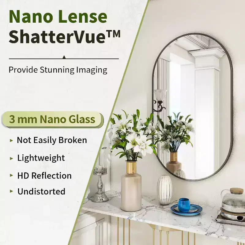 HOMLUX 20x36/22x38 Oval Pill Mirror Wall Mount Full Length Bathroom Mirror Horizontal Vertical