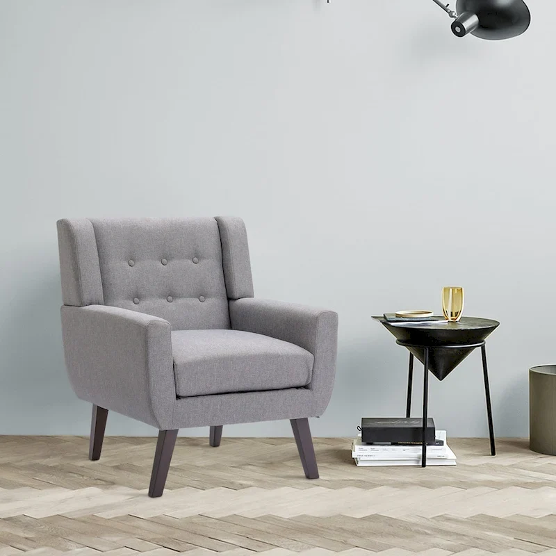 Modern Linen Button Tufted Arm Chair