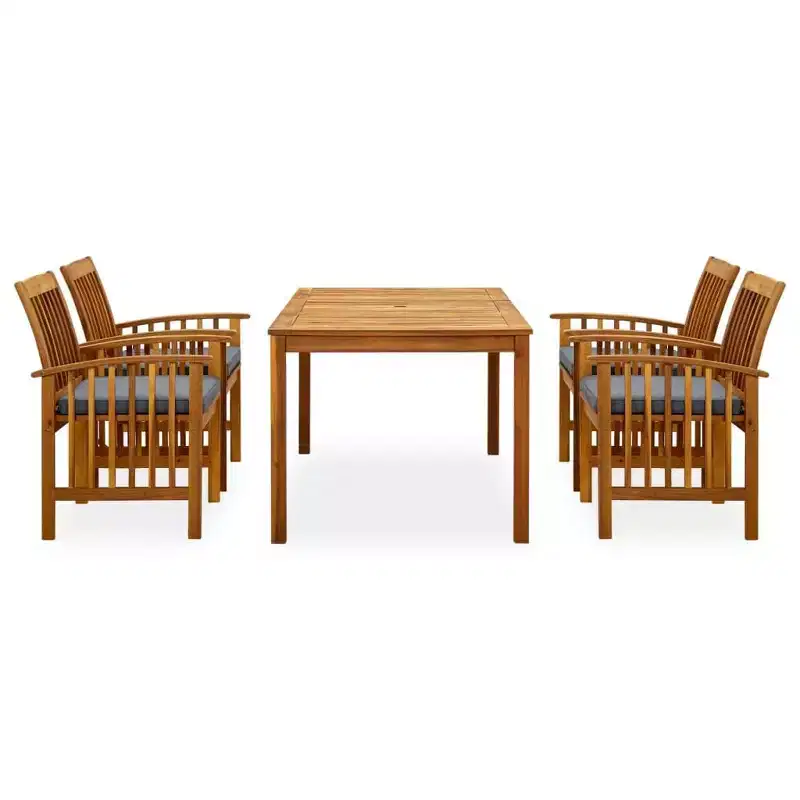 vidaXL Garden Dining Set Dark Grey Cushion, Natural Wood