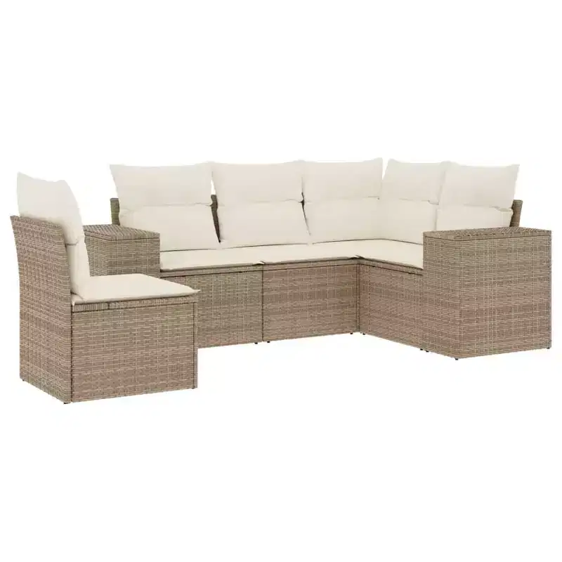 vidaXL 6 Piece Patio Sofa Set with Cushions Poly Rattan, Modular Outdoor Sectional, Multiple Colors/Models