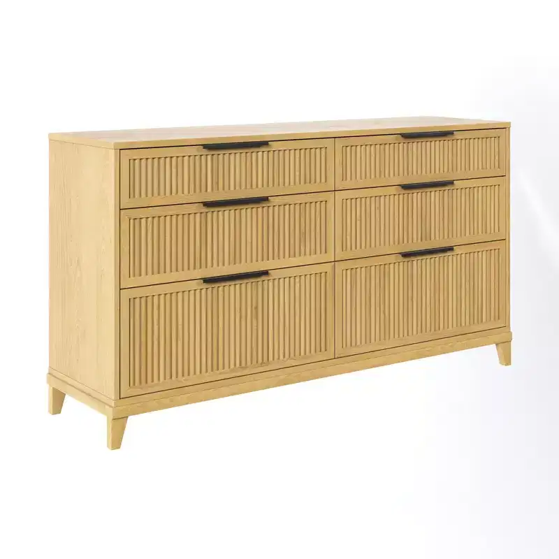 Transitional 6-Drawer Closed-Storage Dresser Natural Pine - Walker Edison