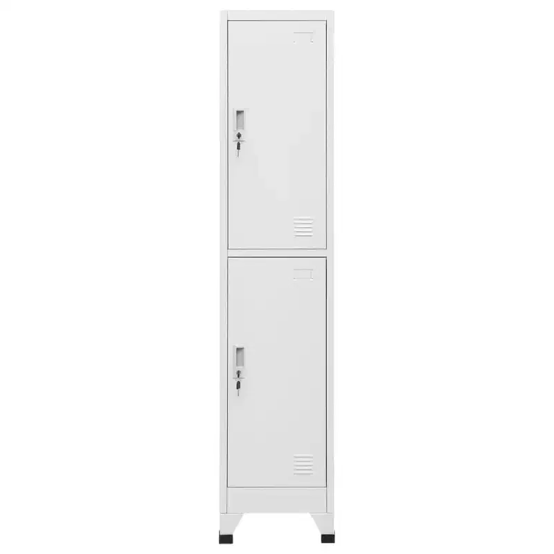 Steel Locker Cabinet - Gray, Industrial Style, 2 Lockers
