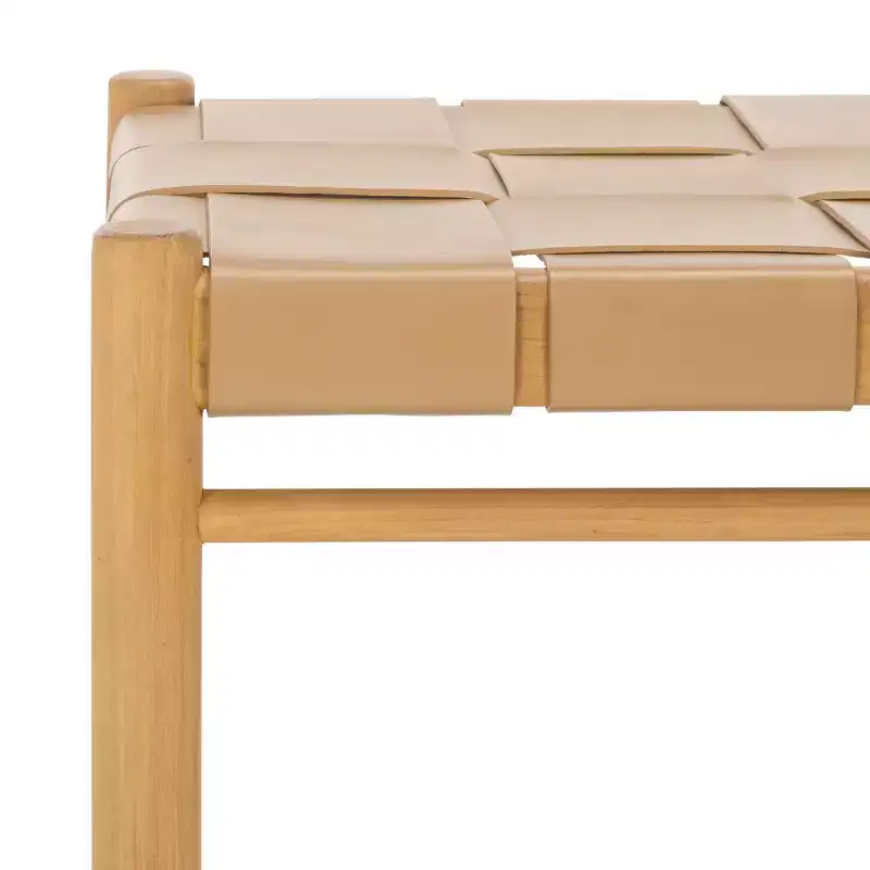 Devnie Woven Leather Ottoman - SFV1601 - Safavieh Couture