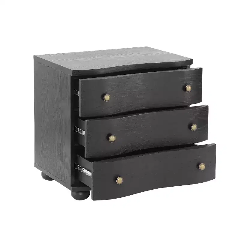 Christopher Knight Home Chaeryeong Modern Wooden 3-Drawer Nightstand with Curved Front Design
