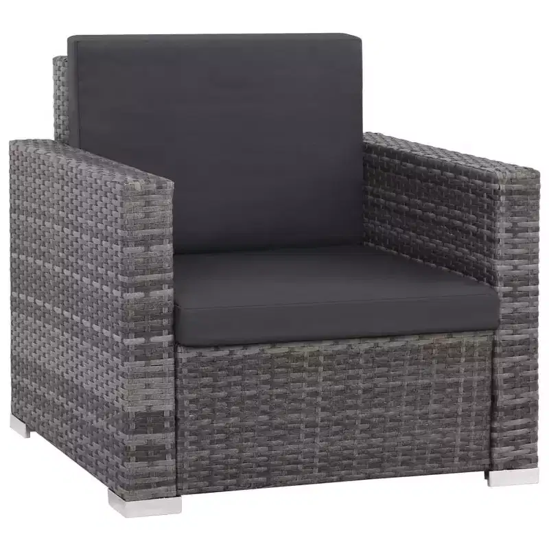 vidaXL 12 Piece Patio Lounge Set with Cushions Poly Rattan Gray