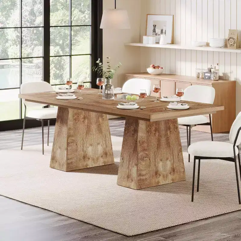 Lantine Dining Table for 4-6, 63Modern Kitchen Table with Sturdy Tapered Wood Legs, for Dining Room, Kitchen, Living Room